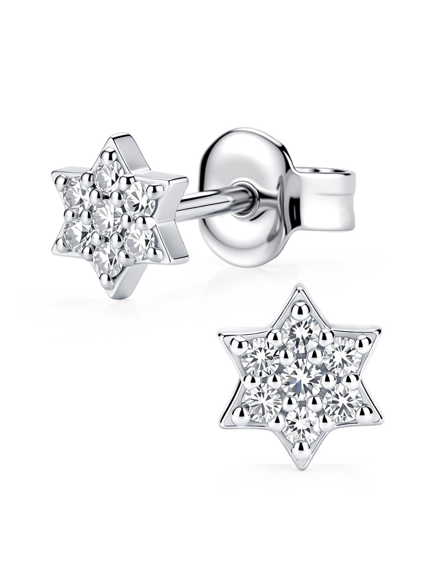 Lab Grown Diamond Star Stud Earrings for Women, Six-Point Star Earrings 0.14CT