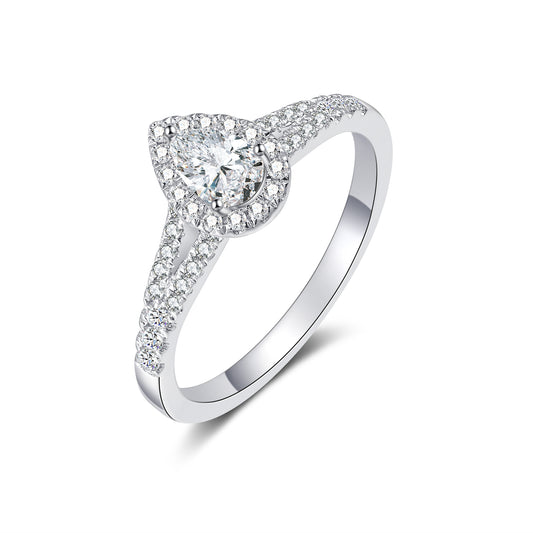 Moissanite Pear Shape Split Shank Engagement Ring for Women
