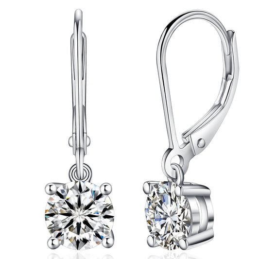 Moissanite Leverback Drop Earrings for Women 1/2CT