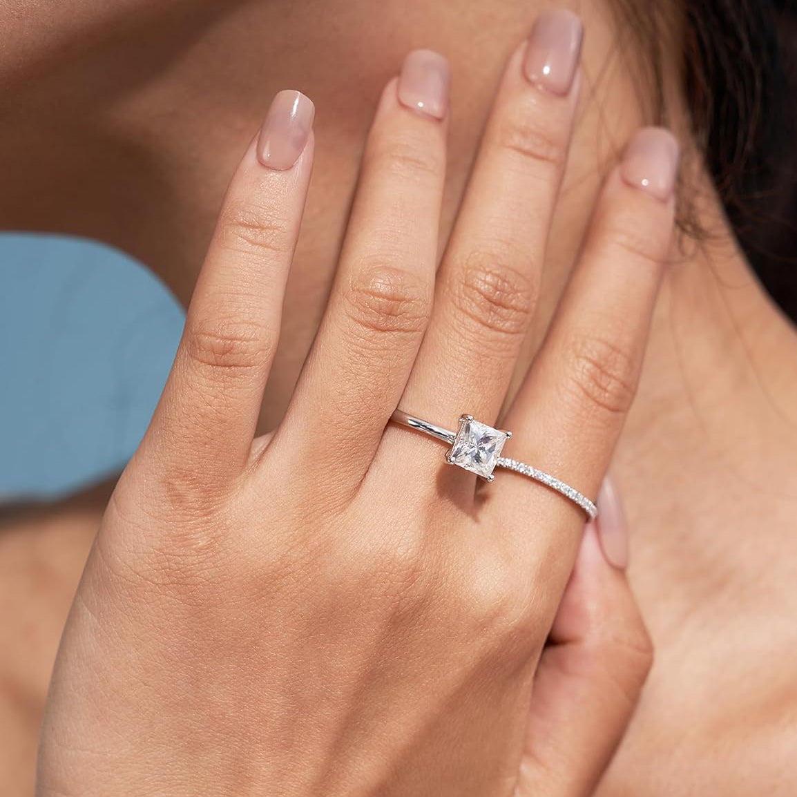 2CT Lab Grown Diamond Solitaire Princess Cut Engagement Ring for Women