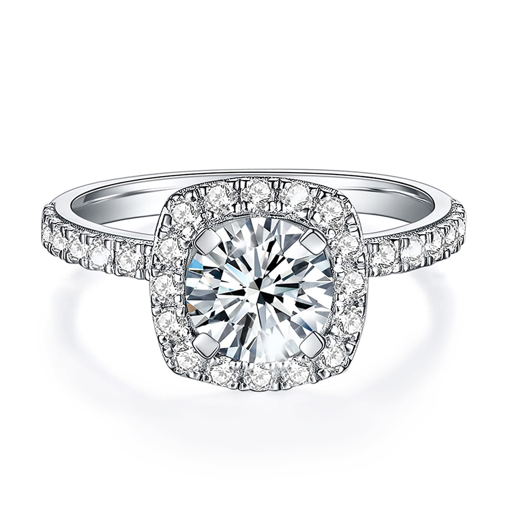 Lab Grown Diamond Square Halo Engagement Rings for Women