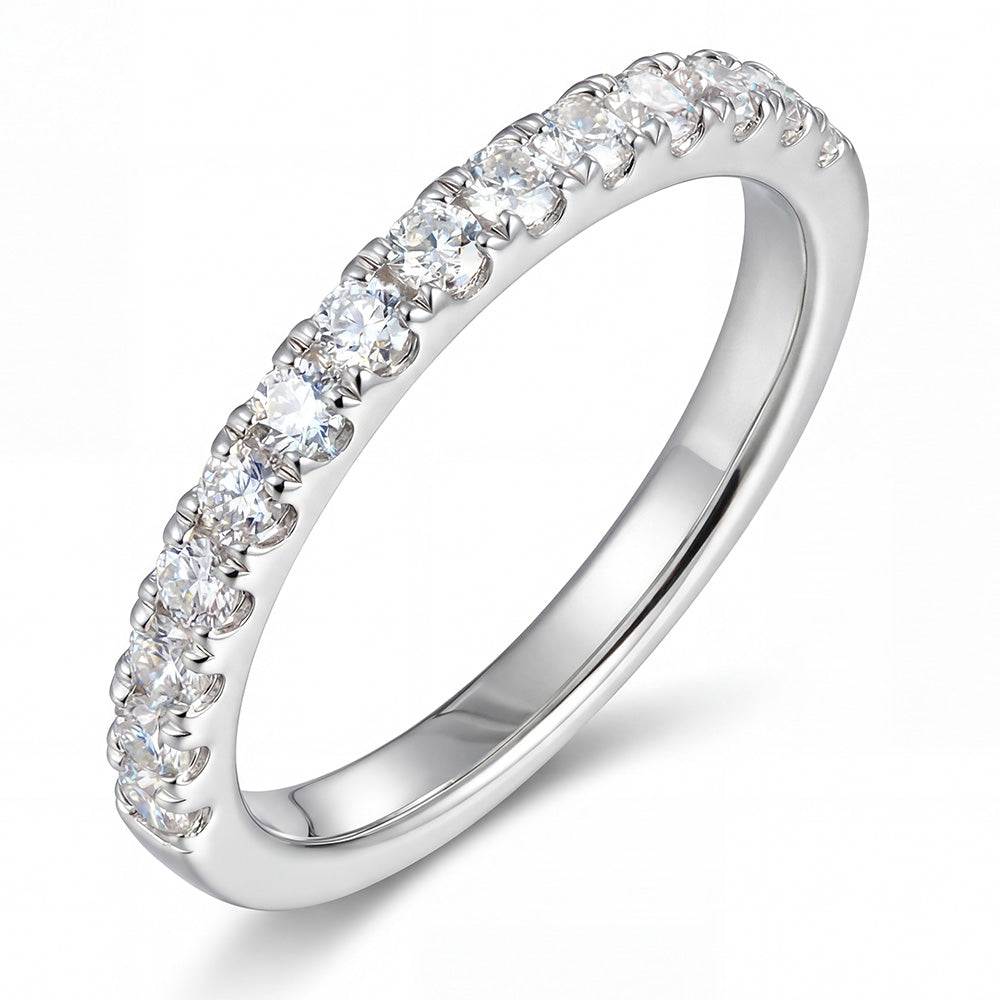 14K/18K Gold Lab-Grown Diamond Half Eternity Wedding Band for Women