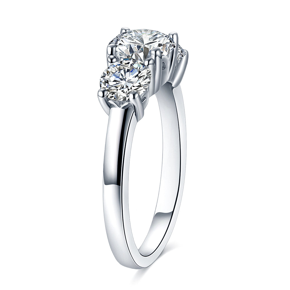 Three-Stone Engagement Ring 1CT Lab Grown Diamond with 0.5CT Side Stones in 14K Gold