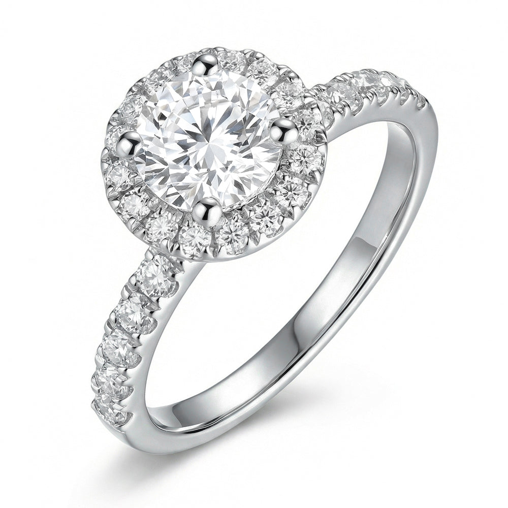 Lab Grown Diamond Round Halo Engagement Rings for Women