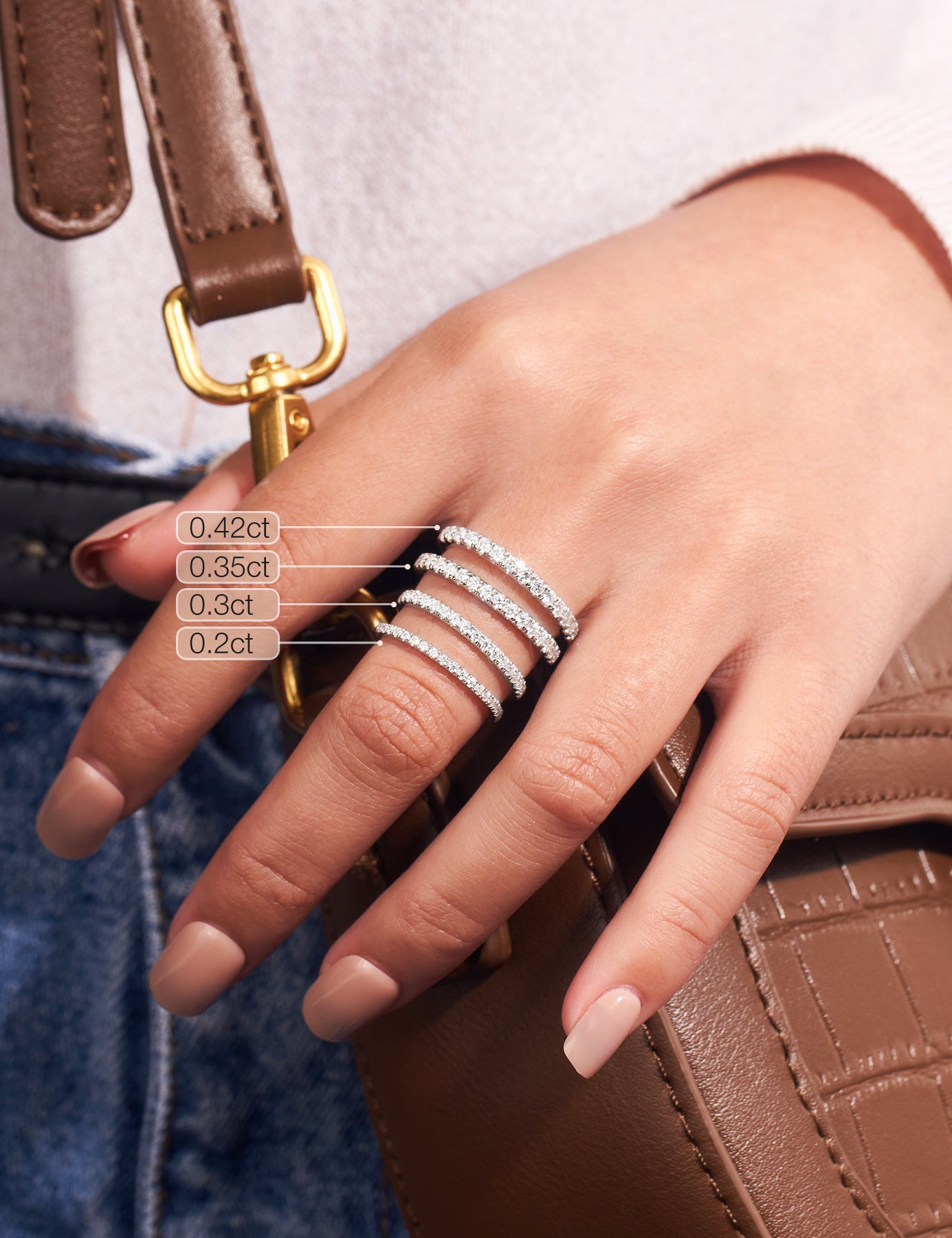 Moissanite Half Eternity Wedding Band for Women 0.3CT/0.42CT