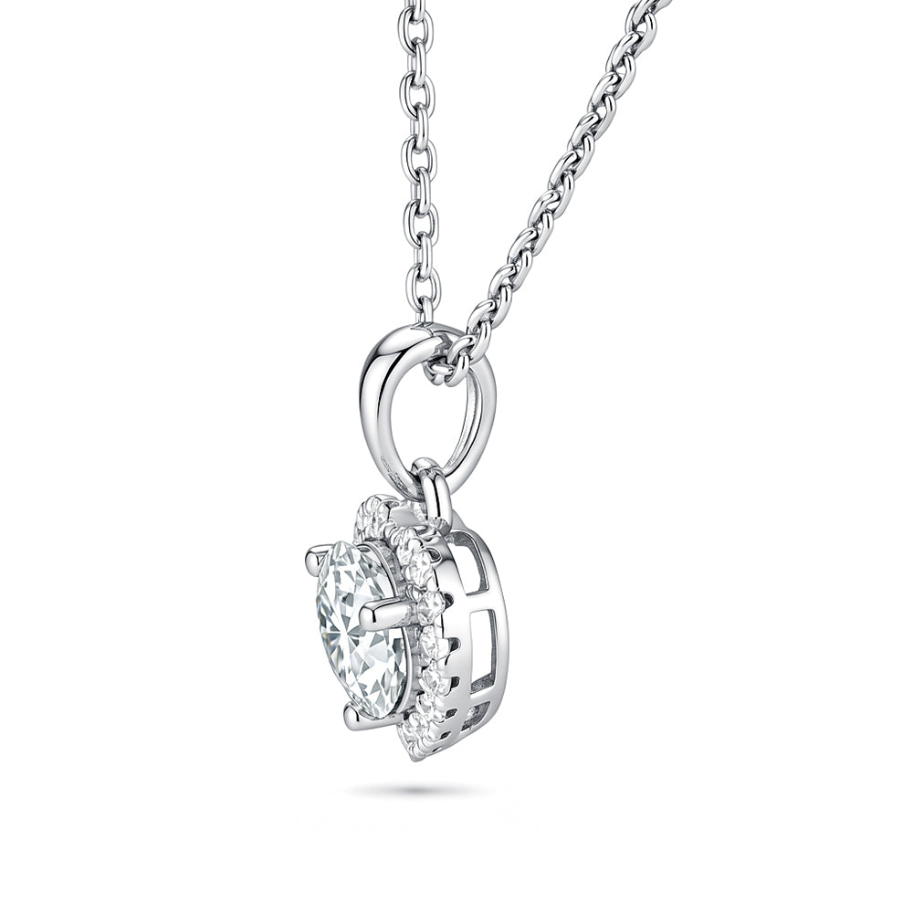 Lab Grown Diamond Heart Shaped Halo Pendant Necklaces for Women