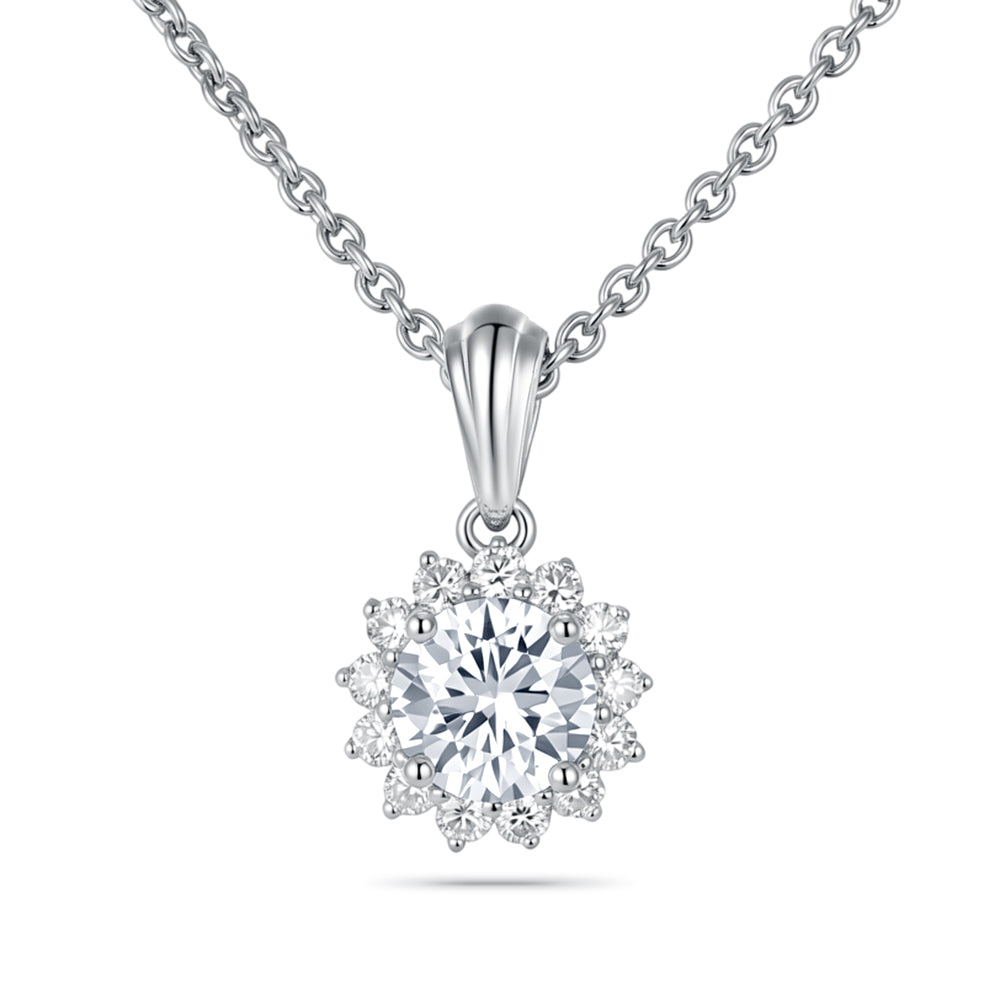 Lab Grown Diamond Flower Cluster Pendant Necklaces for Women
