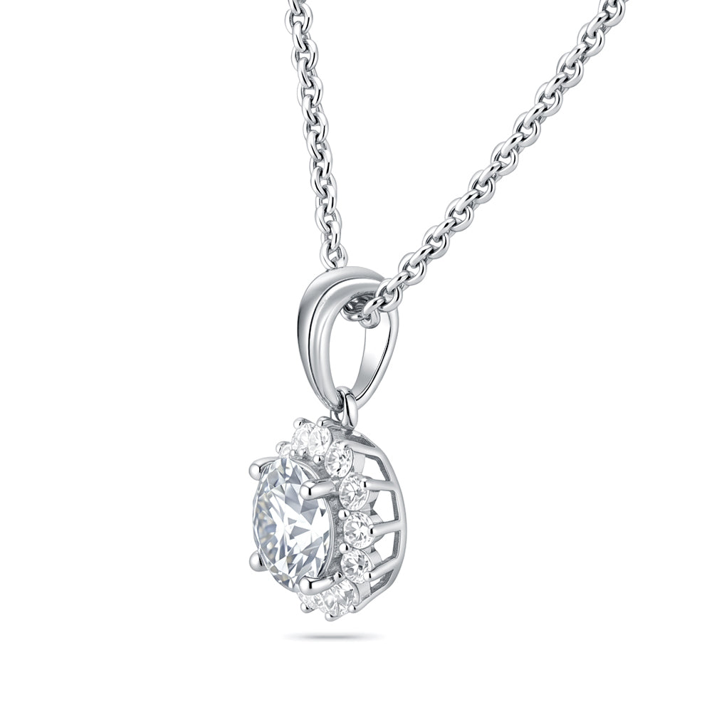 Lab Grown Diamond Flower Cluster Pendant Necklaces for Women