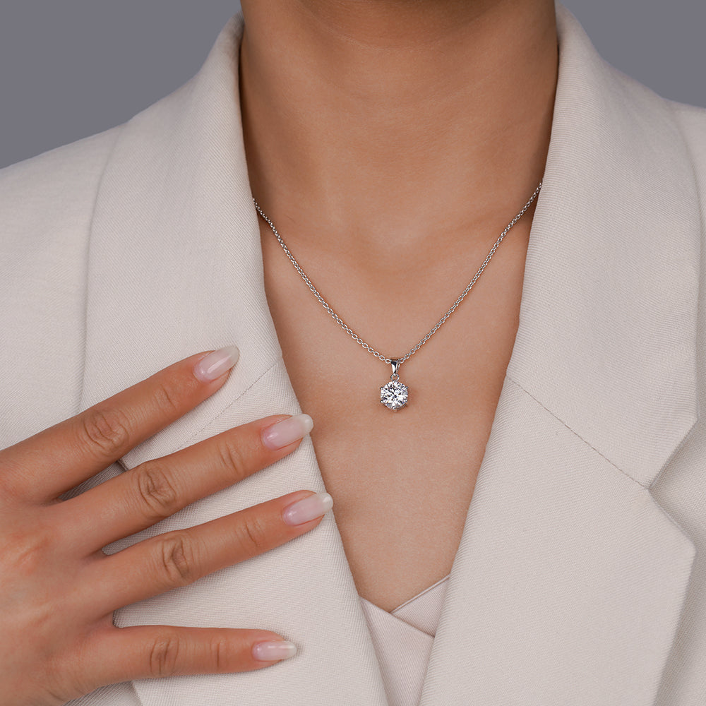 Lab Grown Diamond Solitaire Pendant Necklaces for Women
