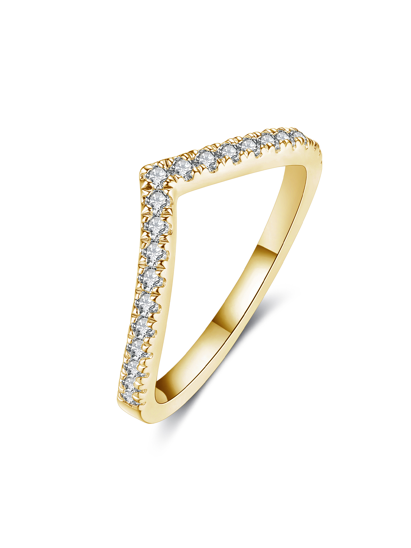 V Shaped Lab Grown Diamond Curved Wedding Band fo Women