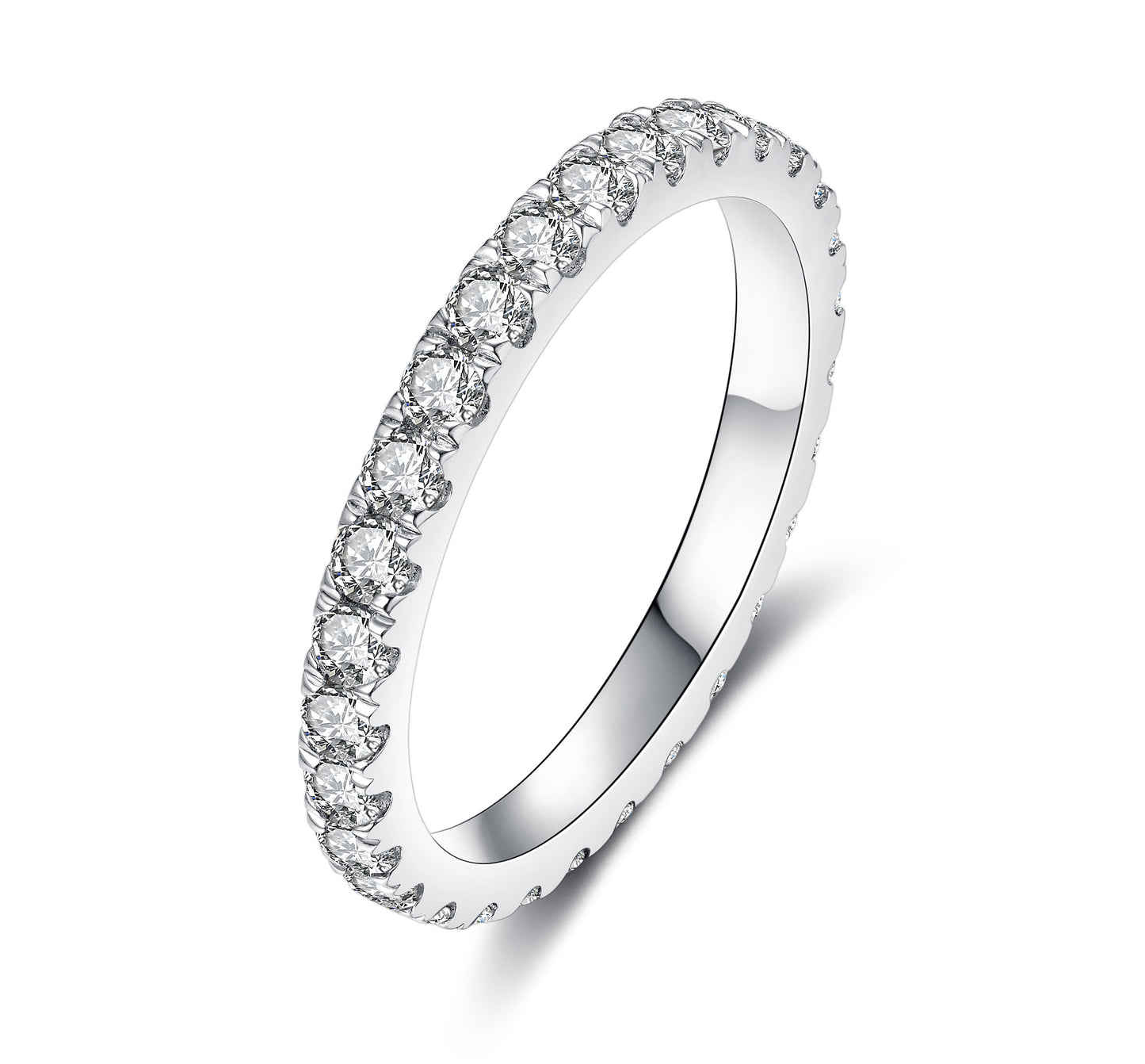 Lab Grown Diamond Full Wedding Bands Rings for Women in Sterling Silver
