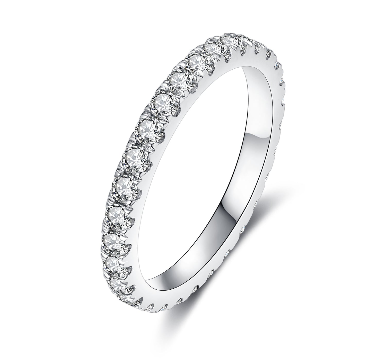 Lab Grown Diamond Full Wedding Bands Rings for Women in Sterling Silver