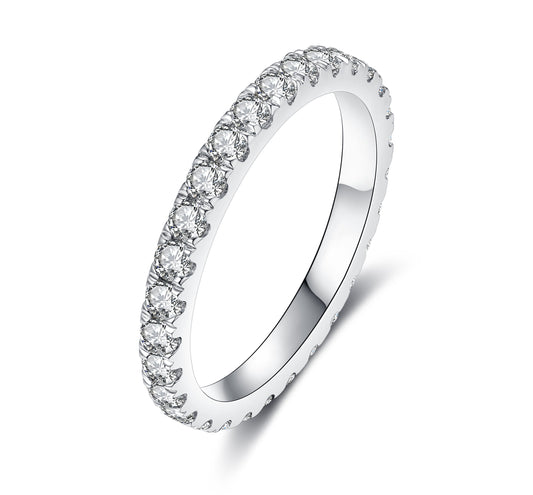 Lab Grown Diamond Full Wedding Bands Rings for Women in Sterling Silver