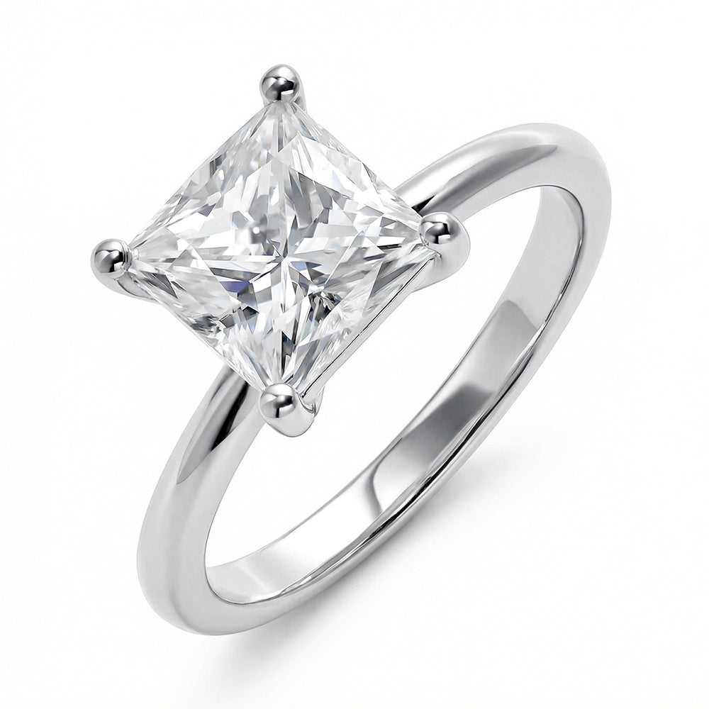 2CT Lab Grown Diamond Solitaire Princess Cut Engagement Ring for Women