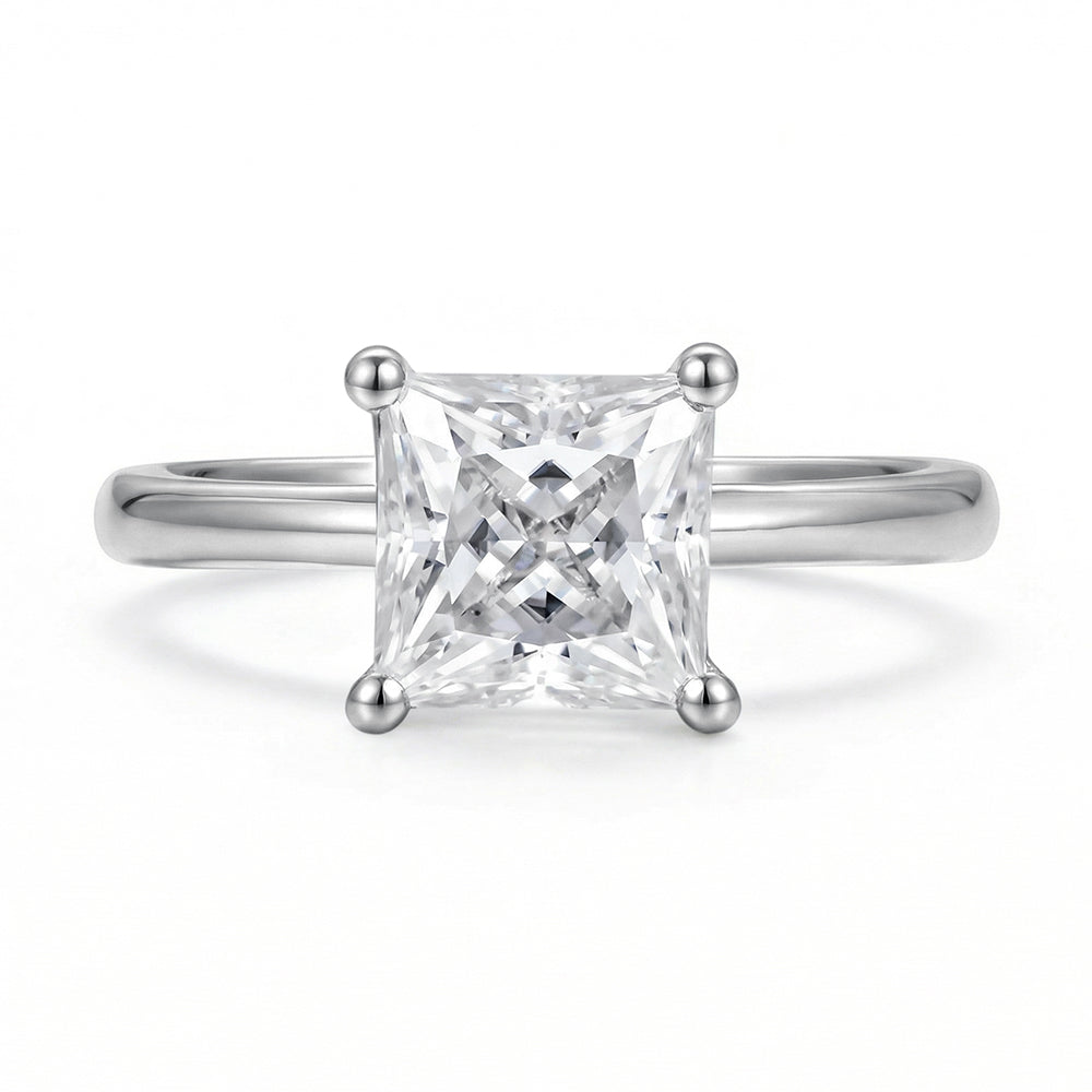 2CT Lab Grown Diamond Solitaire Princess Cut Engagement Ring for Women