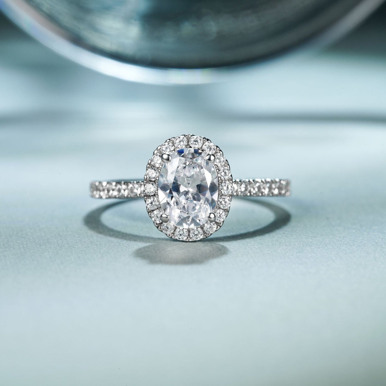 Lab Grown Diamond Solitaire Bezel Hidden Halo Engagement Ring