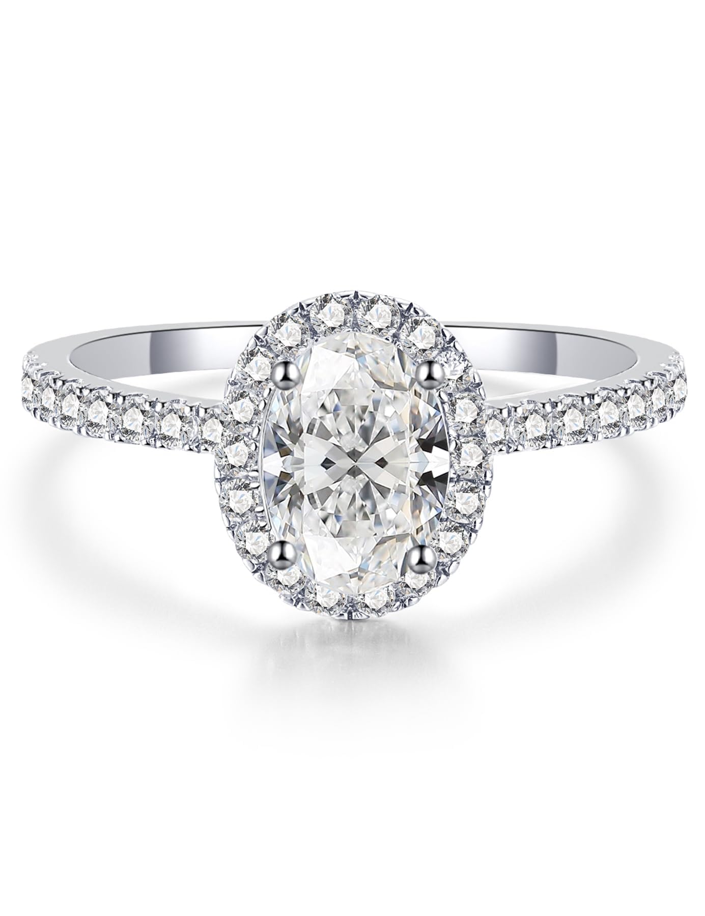 8x6 Oval Lab-Grown Diamond Halo Engagement Ring with Pavé Band for Women