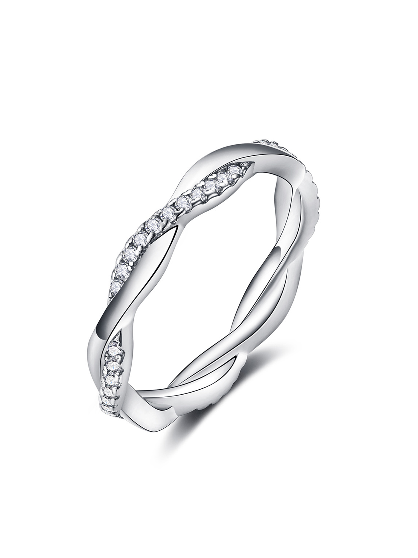 Lab Grown Diamond Full Twisted Eternity Stackable Wedding Band