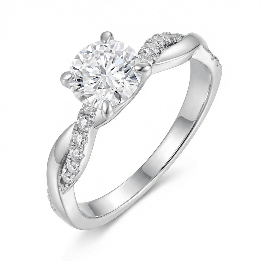 1CT/2CT Lab Grown Diamond Twisted Solitaire Engagement Ring for Women
