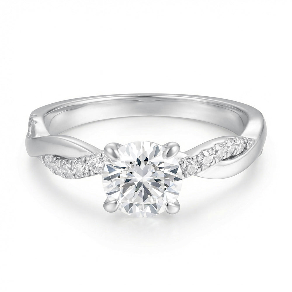 1CT/2CT Lab Grown Diamond Twisted Solitaire Engagement Ring for Women