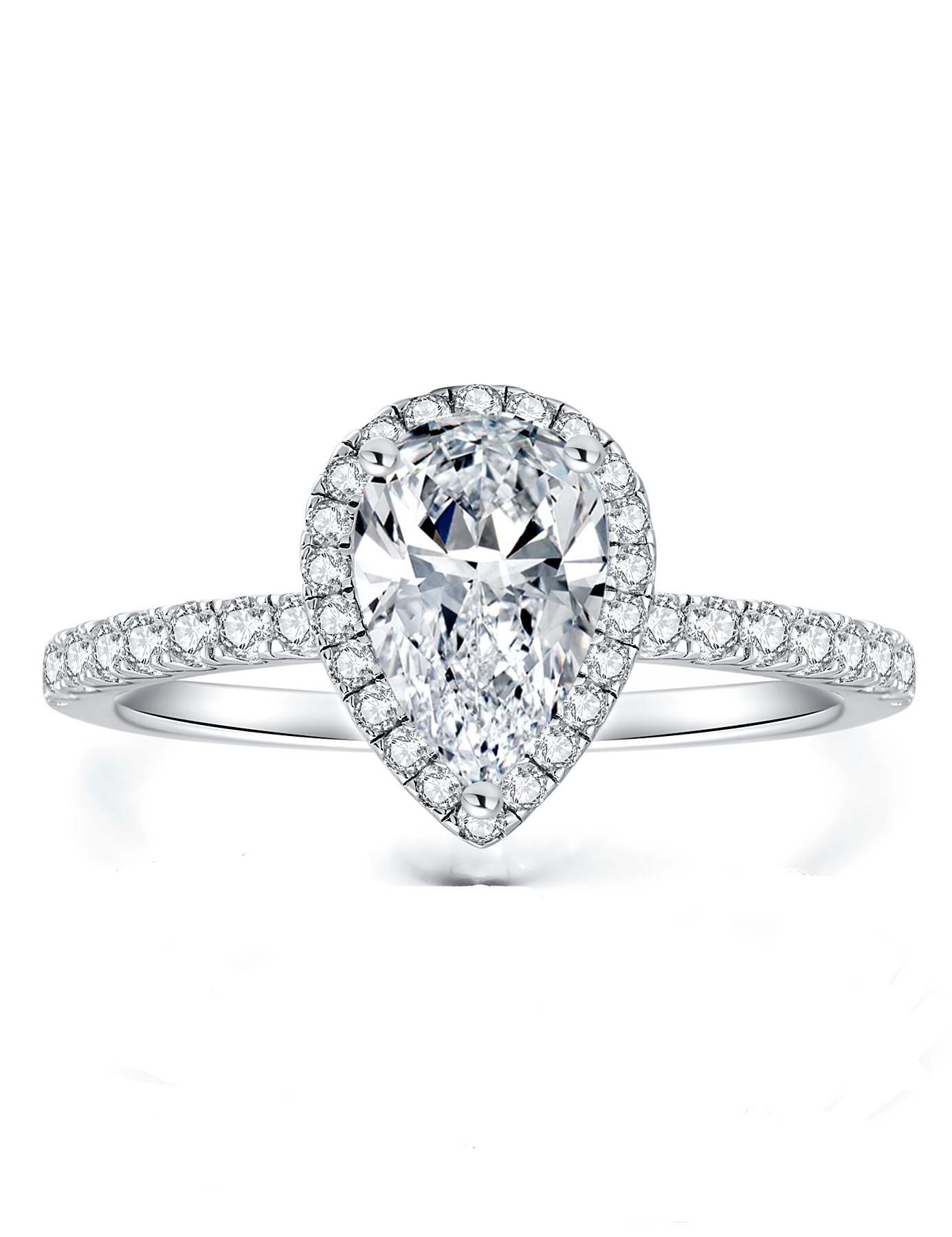 Lab Grown Diamond Pear Shaped Halo Engagement Rings for Women