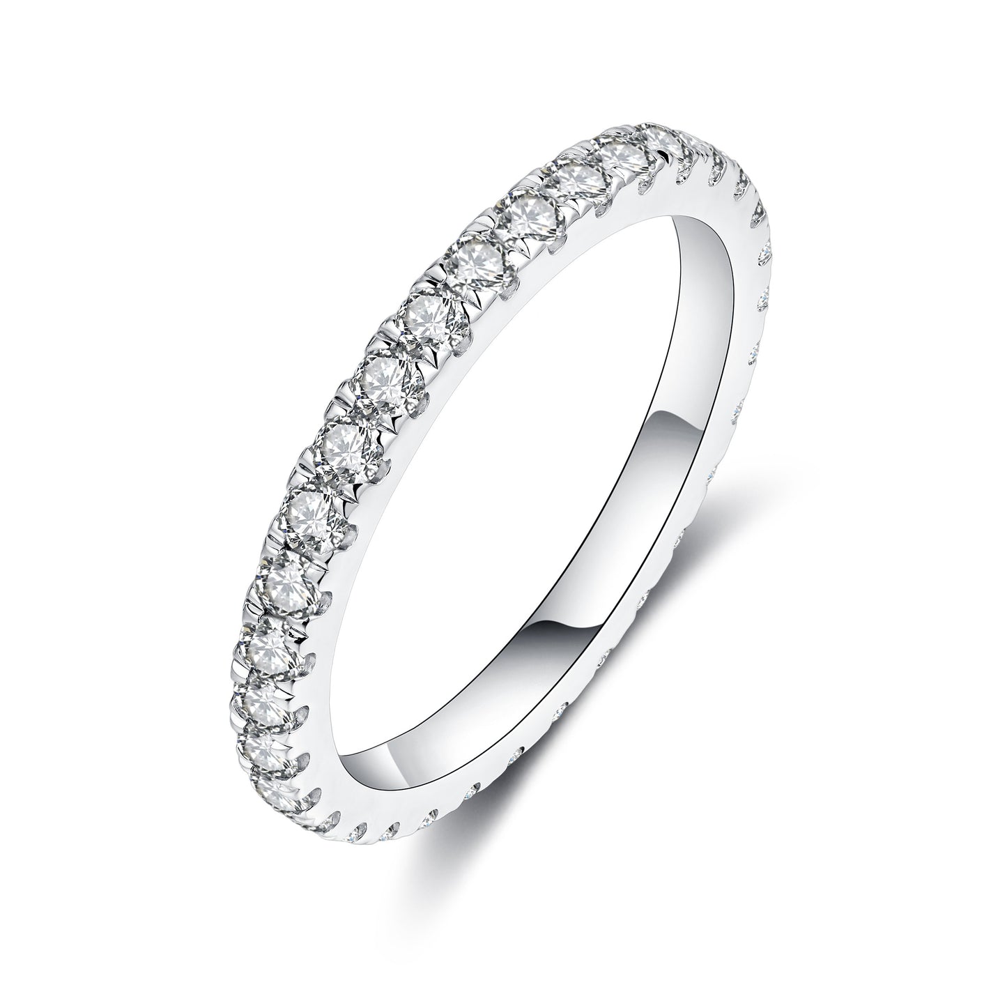 Lab Grown Diamond Full Wedding Bands Rings for Women in Sterling Silver