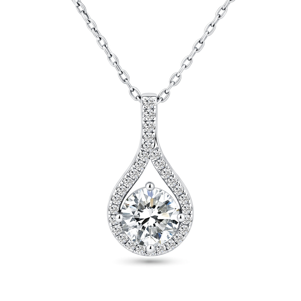 Moissanite Teardrop Pendant Necklaces for Women 2CT