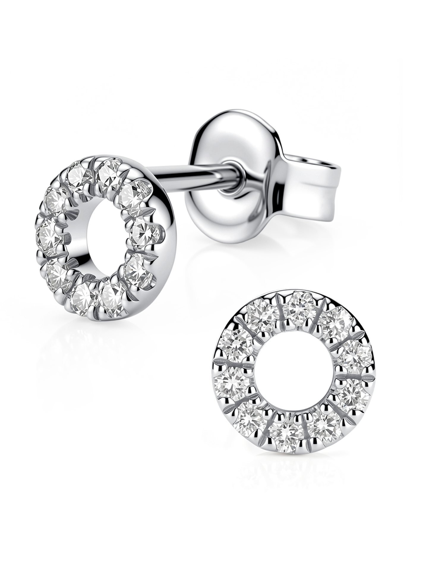 Round Lab Grown Diamond Circle Stud Earrings for Women 0.2CT