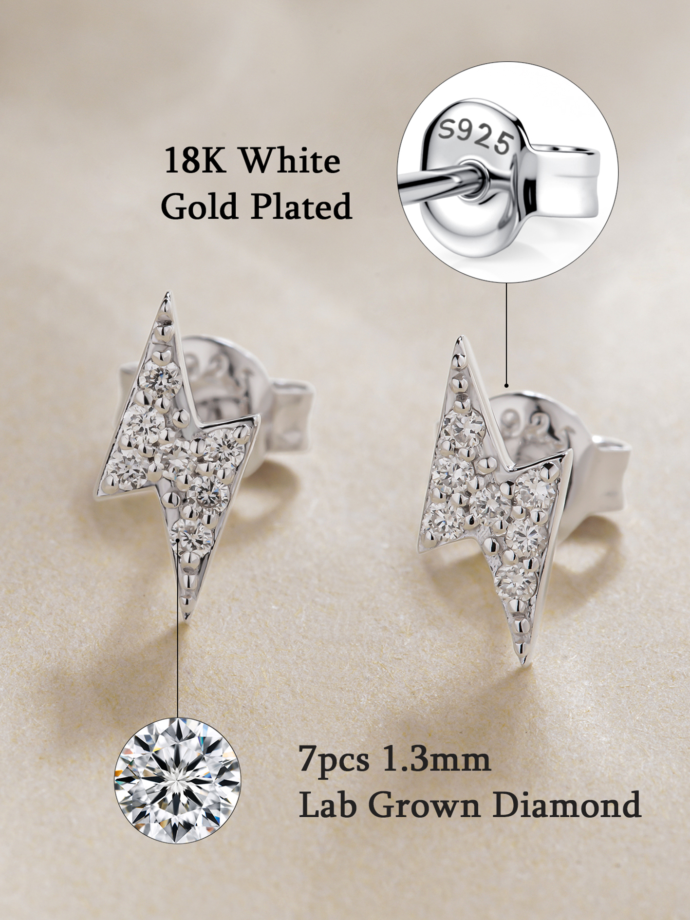 0.2CT Dainty Lab Grown Diamond Stud Earrings in Sterling Silver