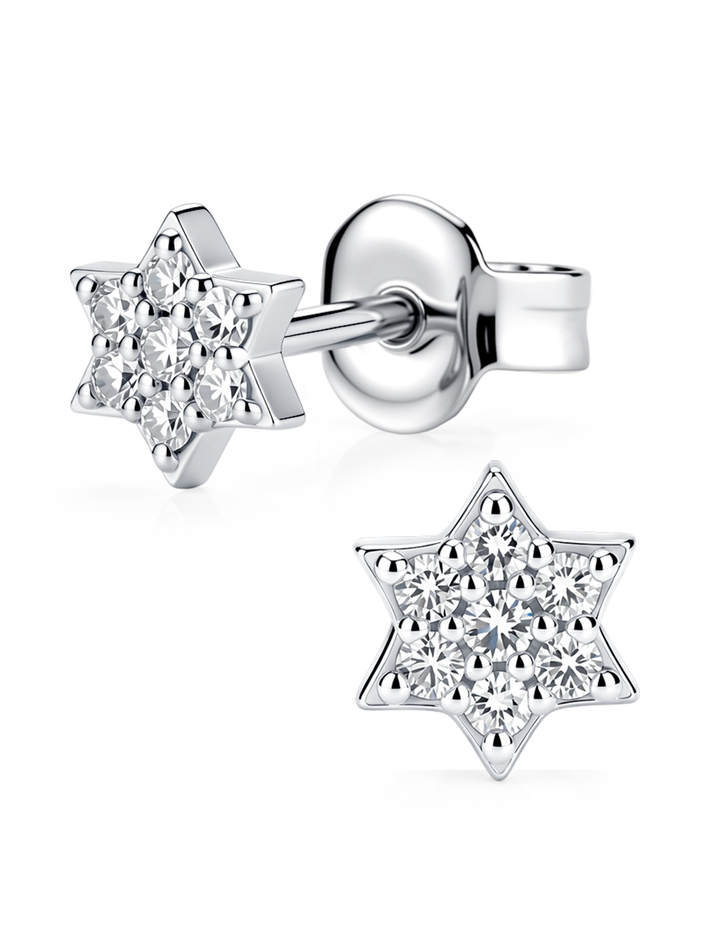 Lab Grown Diamond Star Stud Earrings for Women, Six-Point Star Earrings 0.14CT