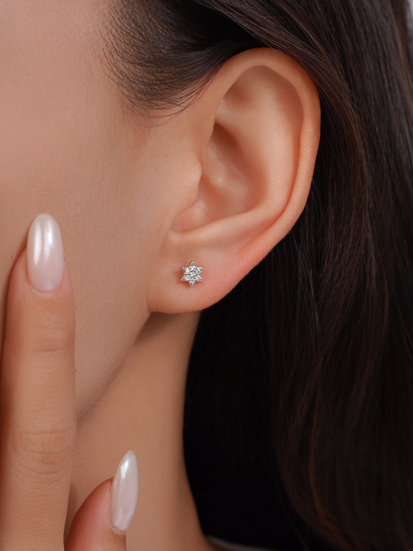 Lab Grown Diamond Star Stud Earrings for Women, Six-Point Star Earrings 0.14CT