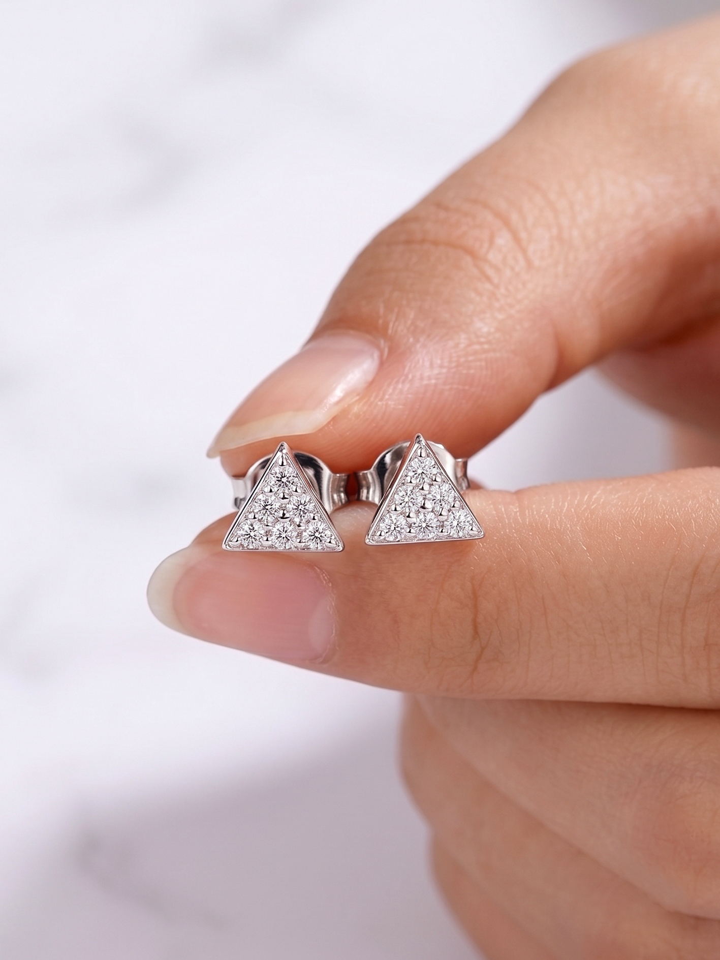 Lab Grown Diamond Triangle Stud Earrings for Women Geometric Earrings 0.12CT