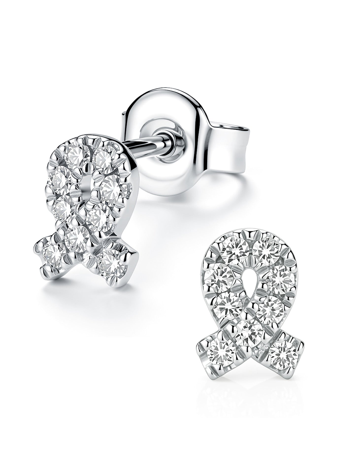 Lab Grown Diamond Awareness Ribbon Stud Earrings for Women 0.18CT