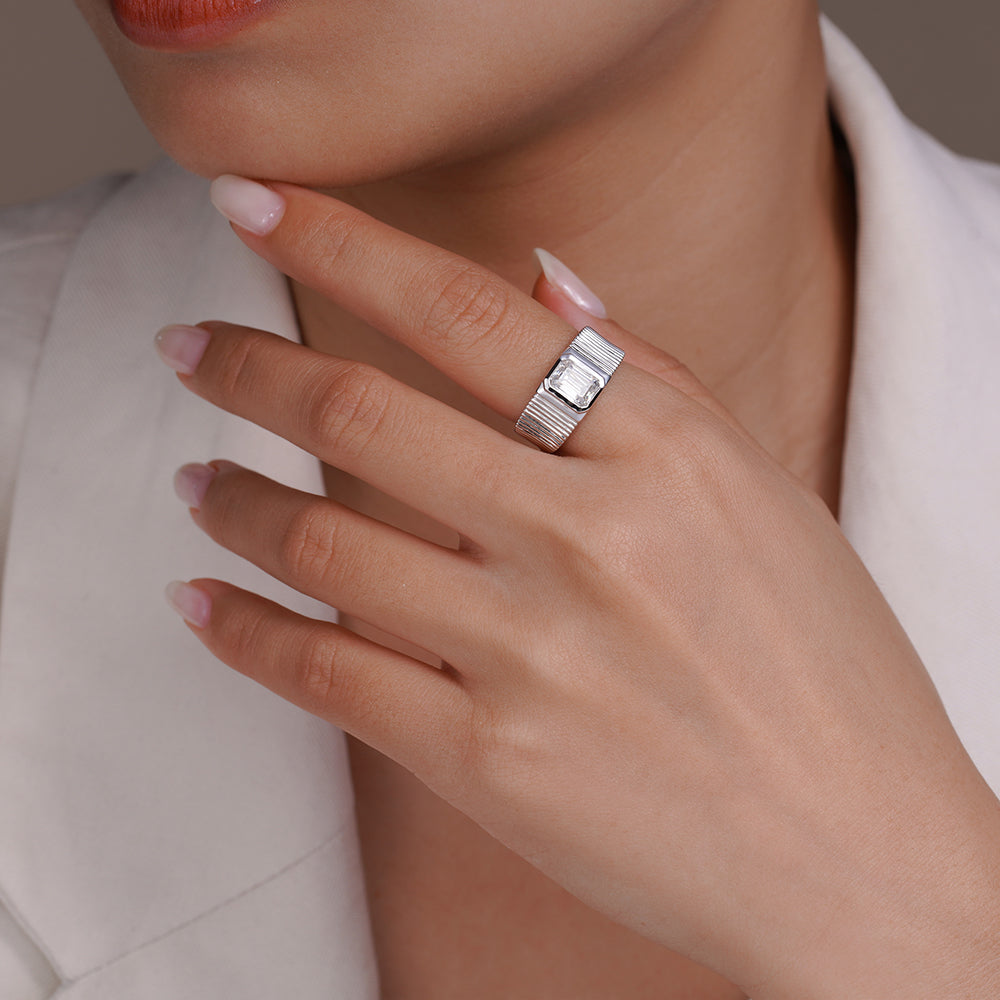 Lab Grown Diamond Emerald Cut Engagement Ring for Women