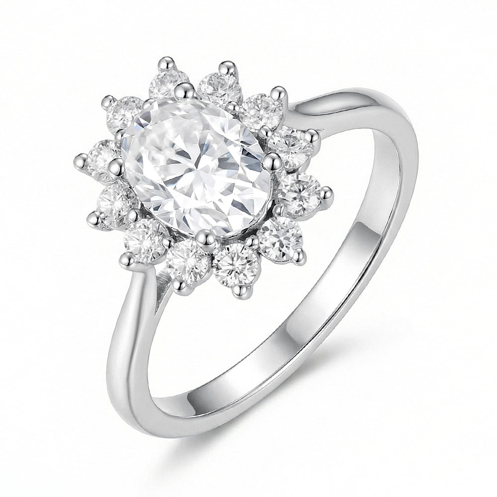 Round Cut Floral Halo Lab-Grown Diamond Engagement Ring in 14K/18K Gold