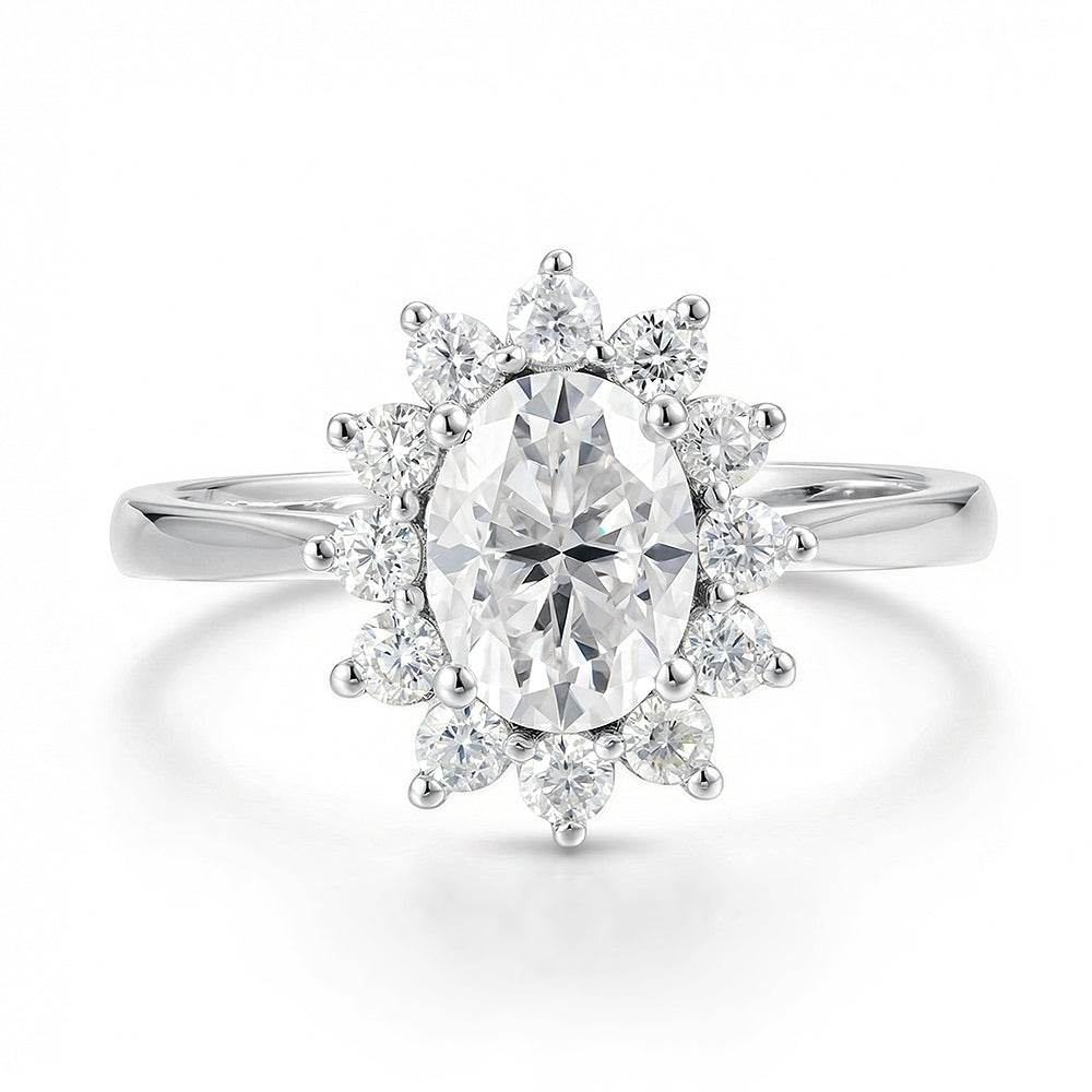 Round Cut Floral Halo Lab-Grown Diamond Engagement Ring in 14K/18K Gold
