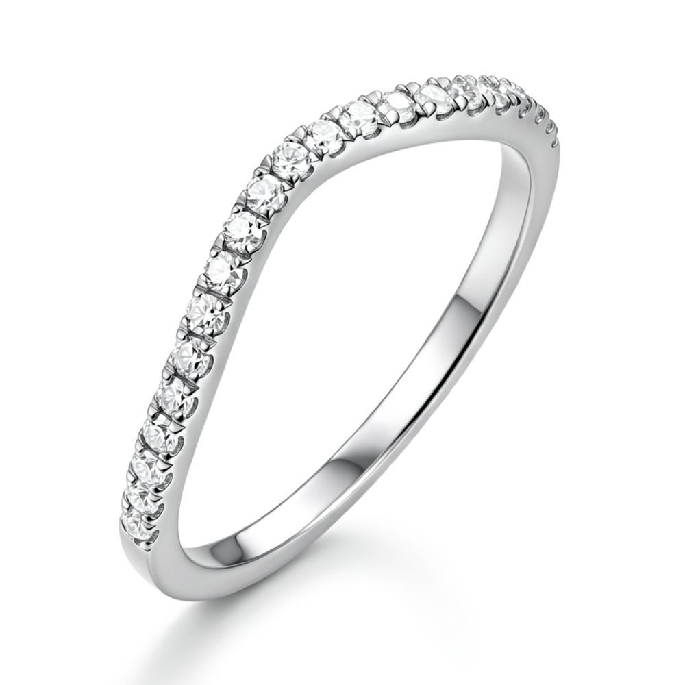 Lab Grown Diamond V-Shaped Half Eternity Wedding Band for Women