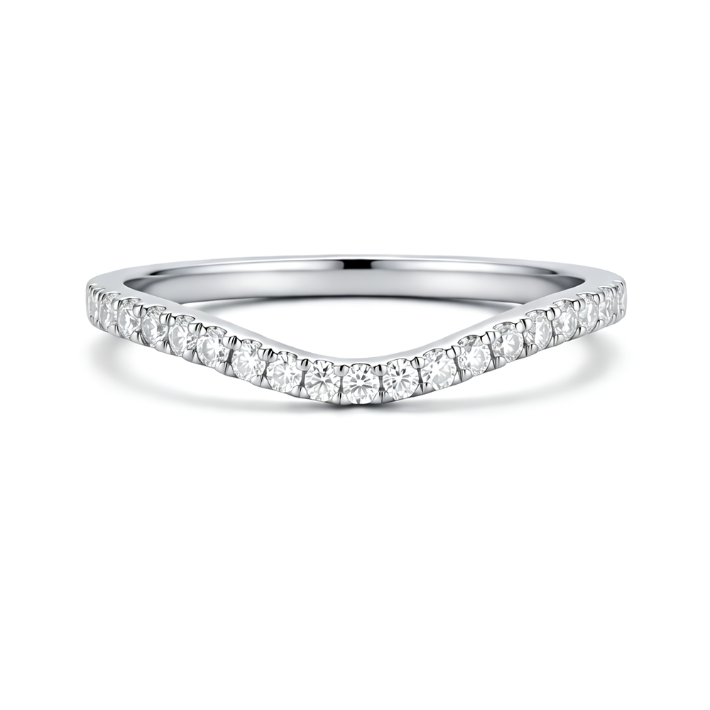 Lab Grown Diamond V-Shaped Half Eternity Wedding Band for Women