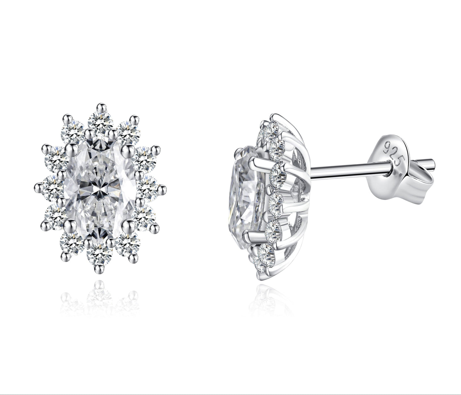 Oval Cut Moissanite Hypoallergenic Stud Earrings for Women 1.5 Carat