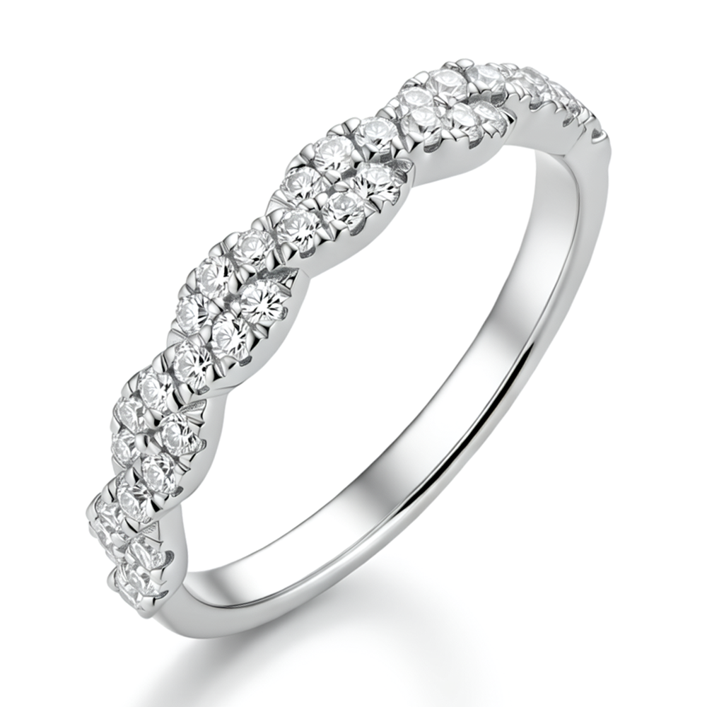 1.3mm Lab-Grown Diamond Twisted Half Eternity Band for Women