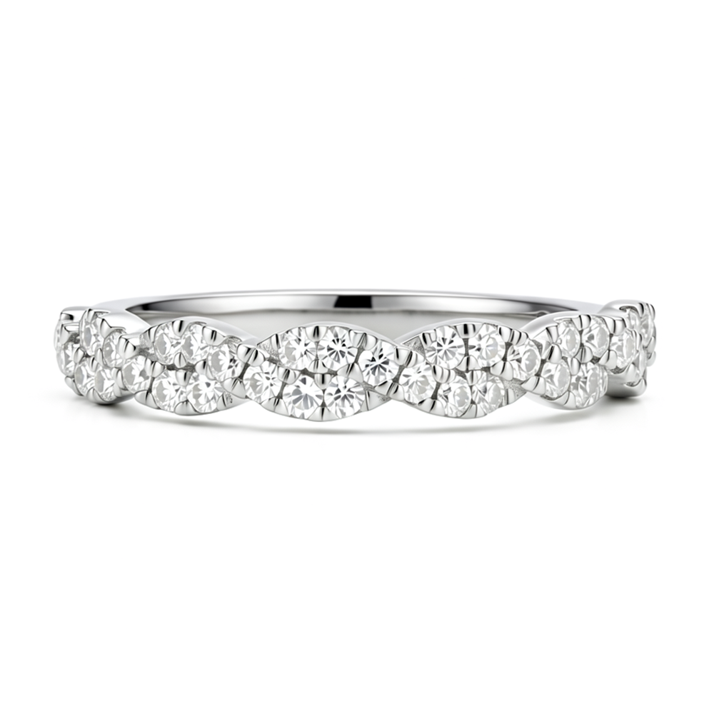1.3mm Lab-Grown Diamond Twisted Half Eternity Band for Women
