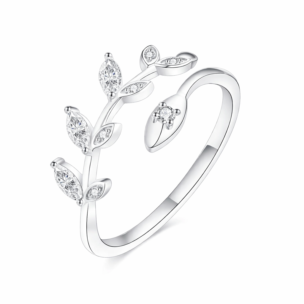 Lab-Grown Diamond Leaf Wedding Band in Solid 14K/18K Gold for Women