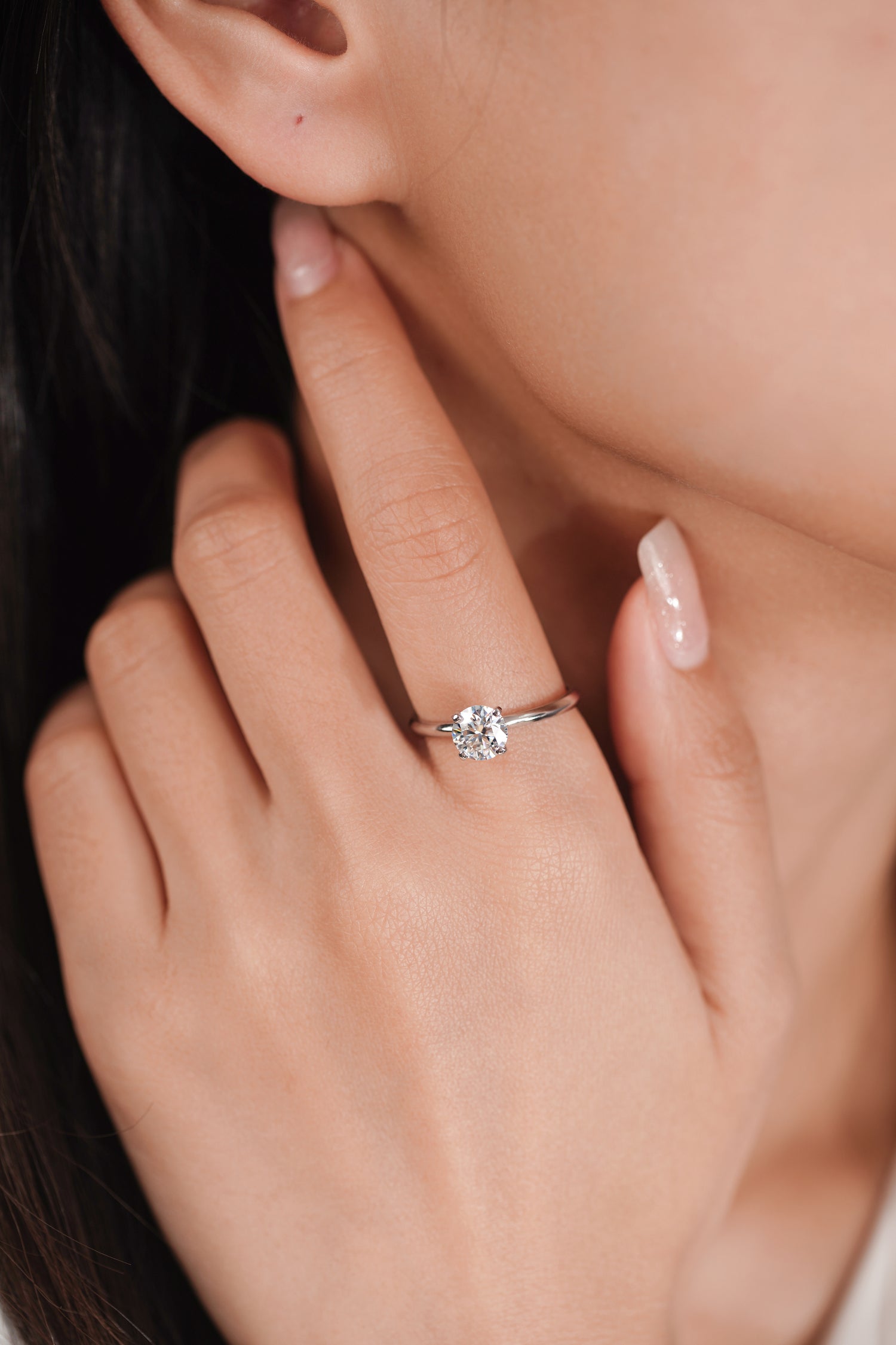 Lab Grown Diamond Solitaire Engagement Rings for Women,Four-Prong Setting