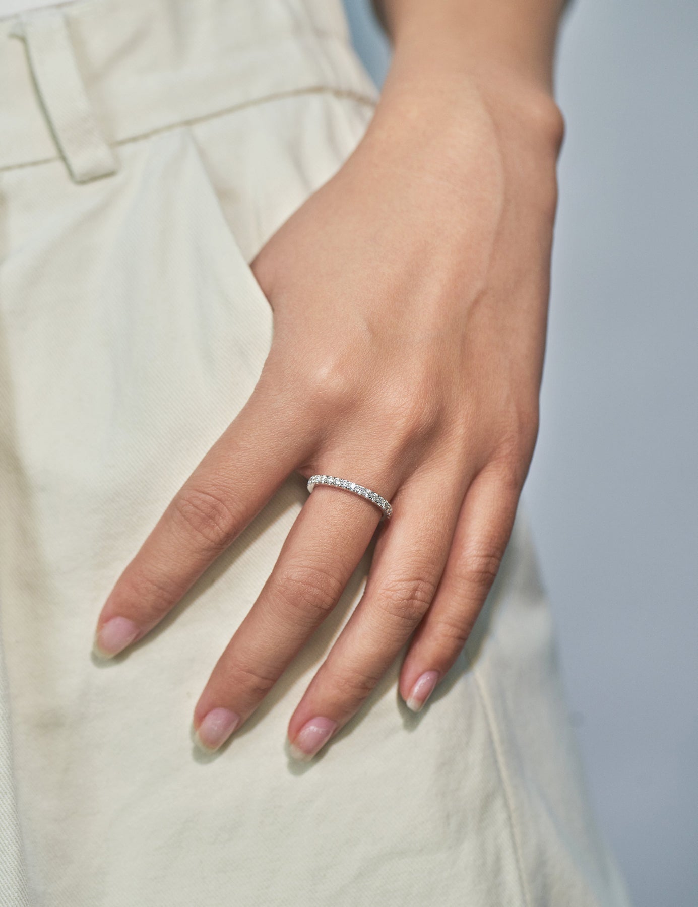 Lab Grown Diamond Full Wedding Bands Rings for Women in Sterling Silver