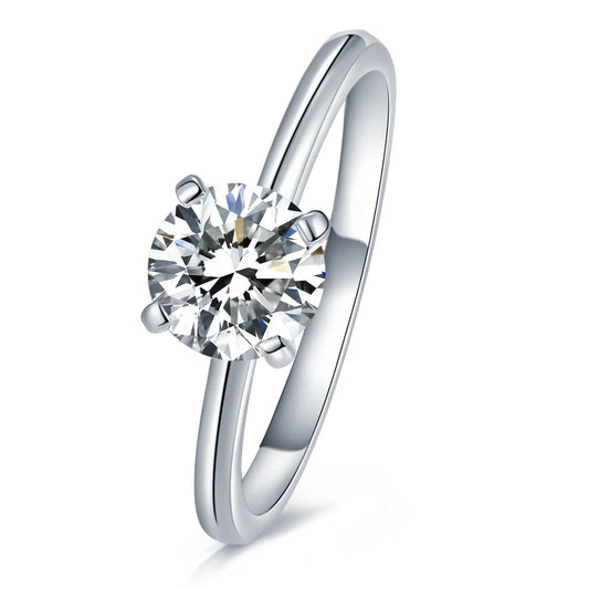 14K White Gold Moissanite 1 Carat Solitaire Engagement Ring 1CT-4CT