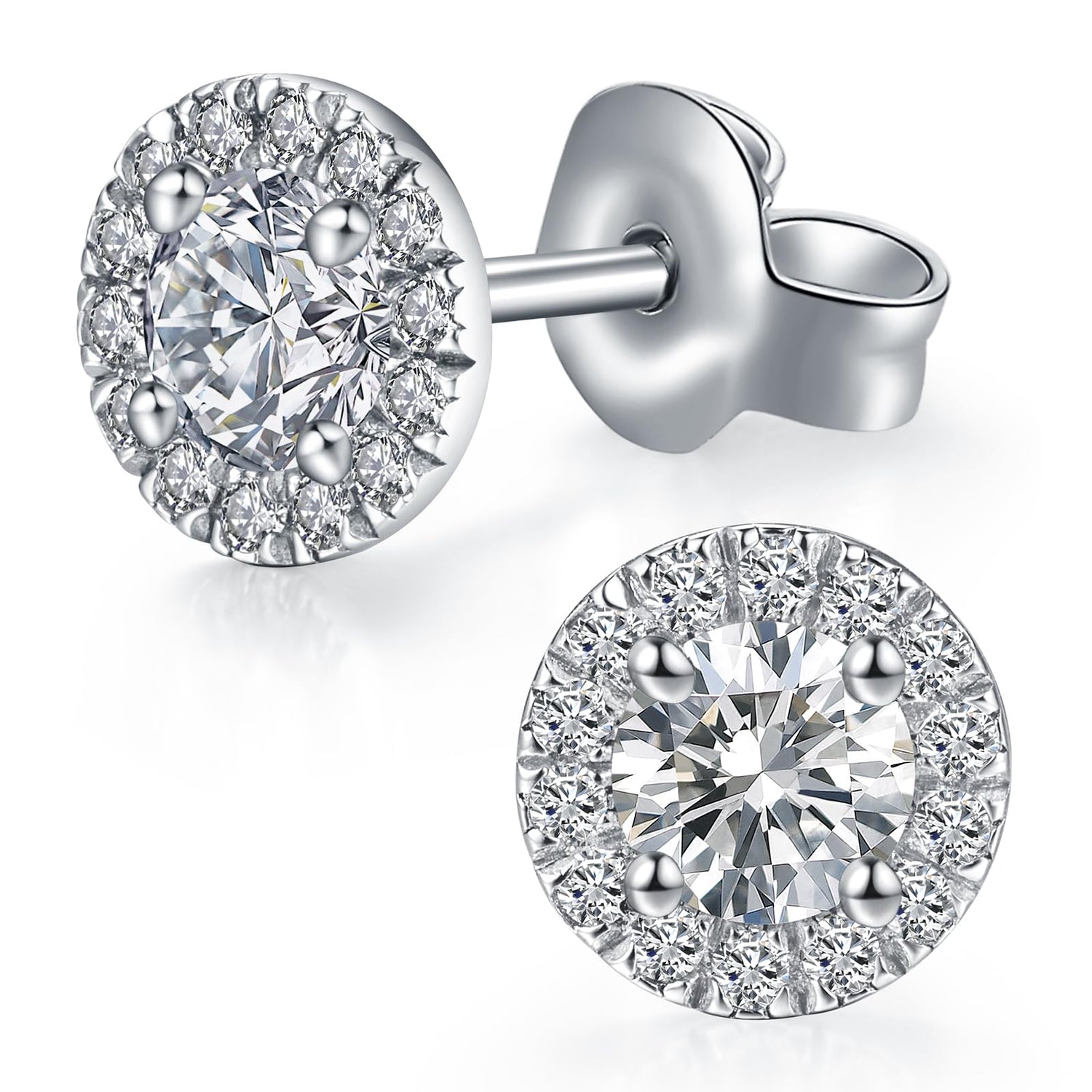 Lab Grown Diamond Halo Stud Earrings for Women 0.35CT/0.65CT