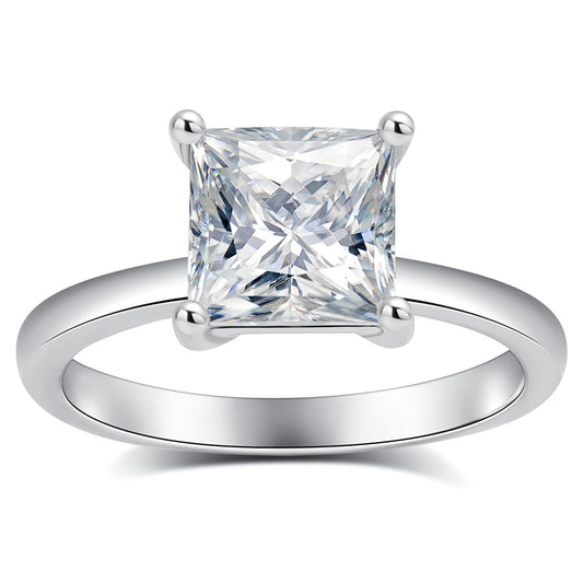 2CT Moissanite Solitaire Princess Cut Engagement Ring for Women