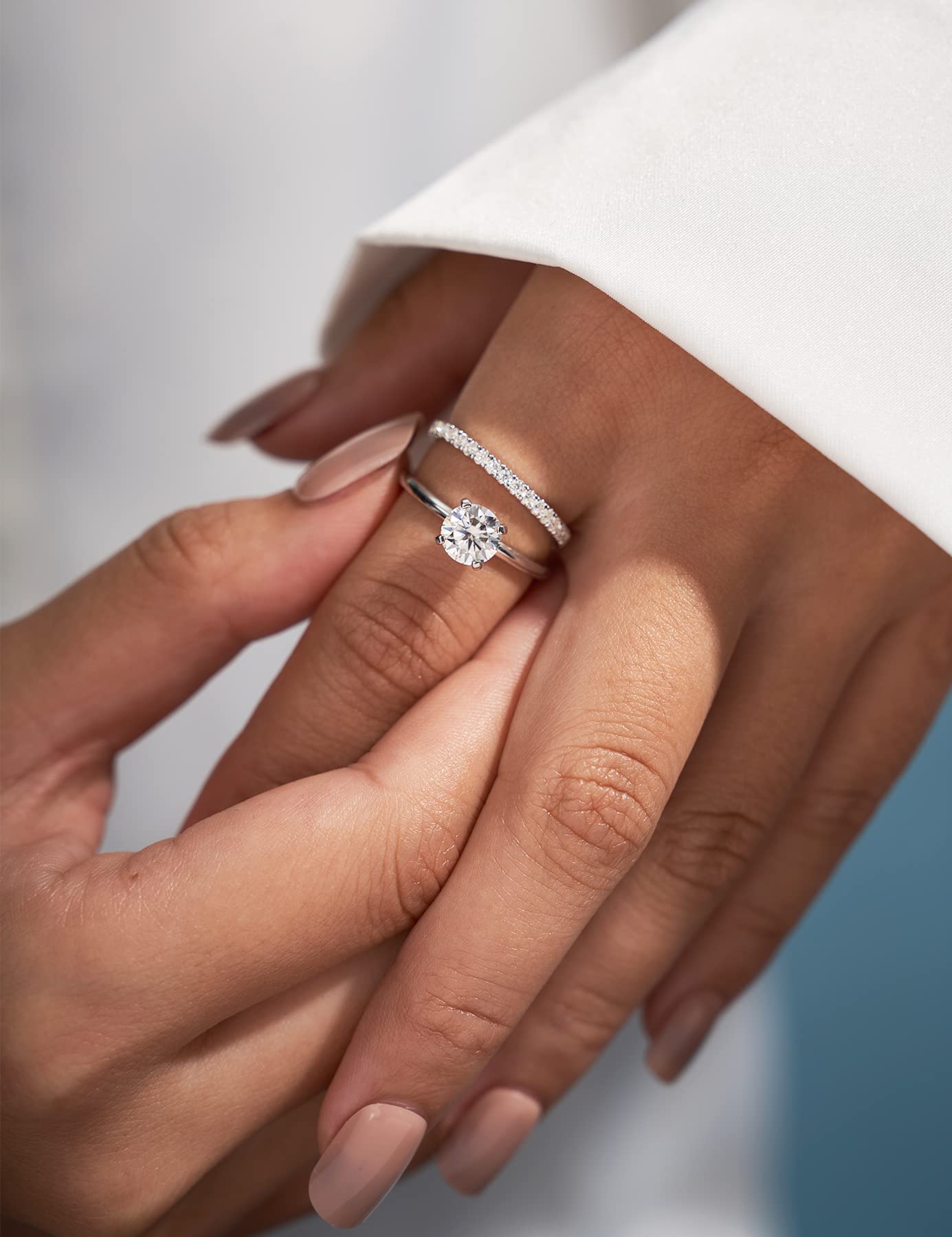 Lab Grown Diamond Solitaire Engagement Rings for Women,Four-Prong Setting