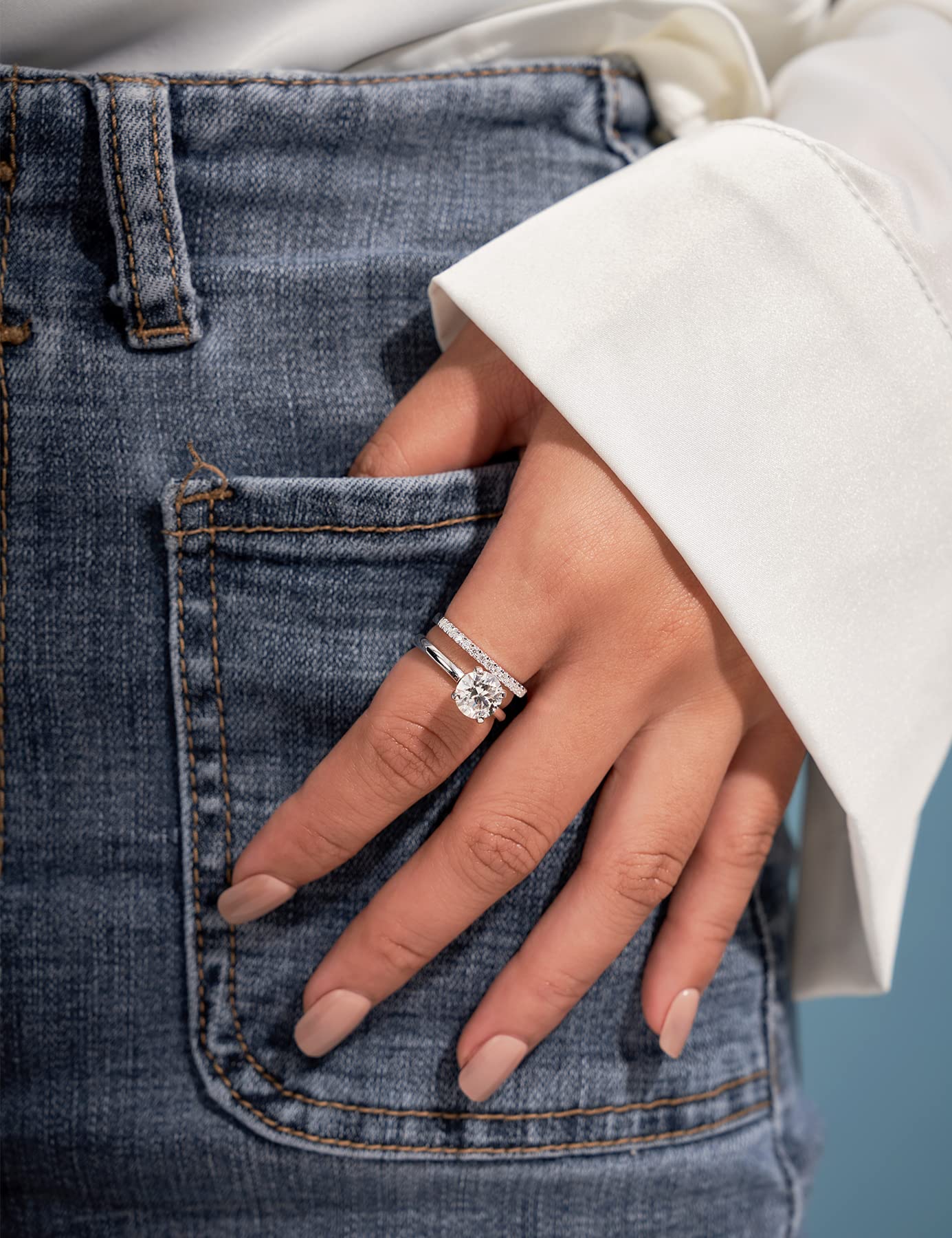 Lab Grown Diamond Solitaire Engagement Rings for Women,Four-Prong Setting