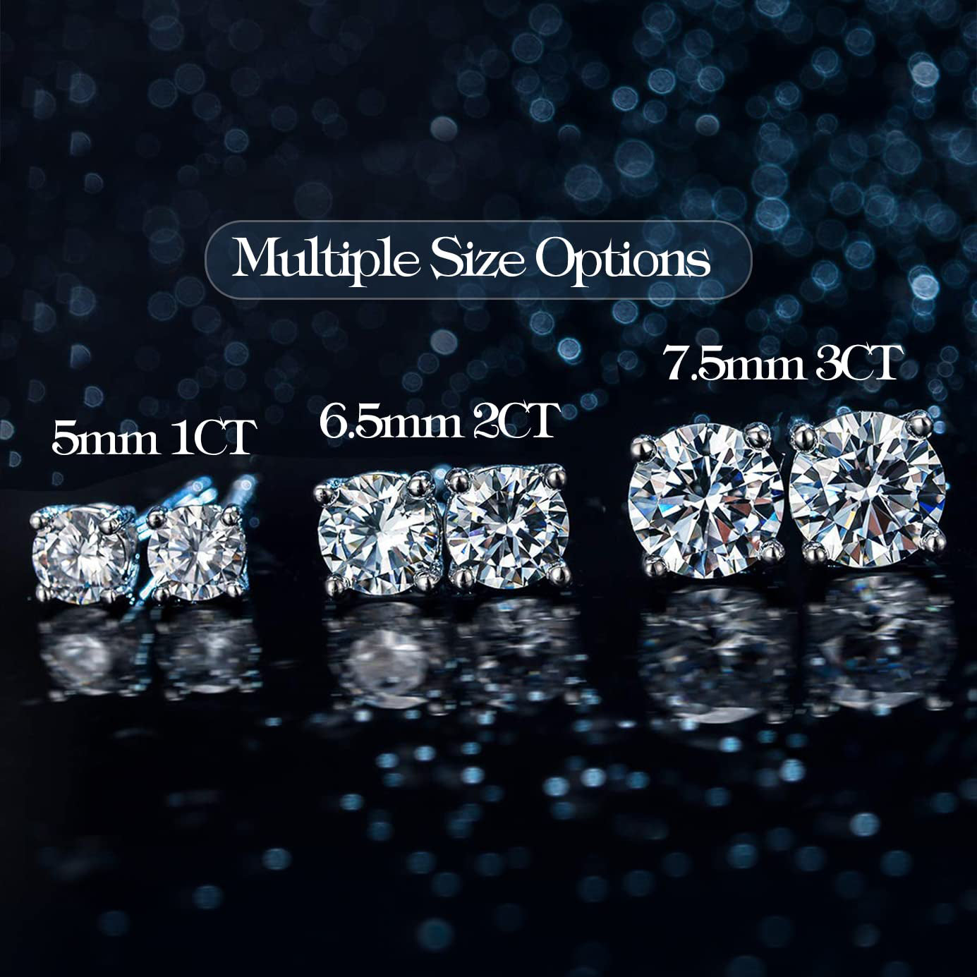 14K White Gold Moissanite Stud Earring 1CT-3CT